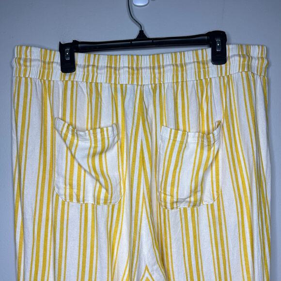 Torrid Pull One Wide Leg Linen Pants High-Rise Stretch Yellow Striped Sz 2R/2XL - Picture 7 of 11
